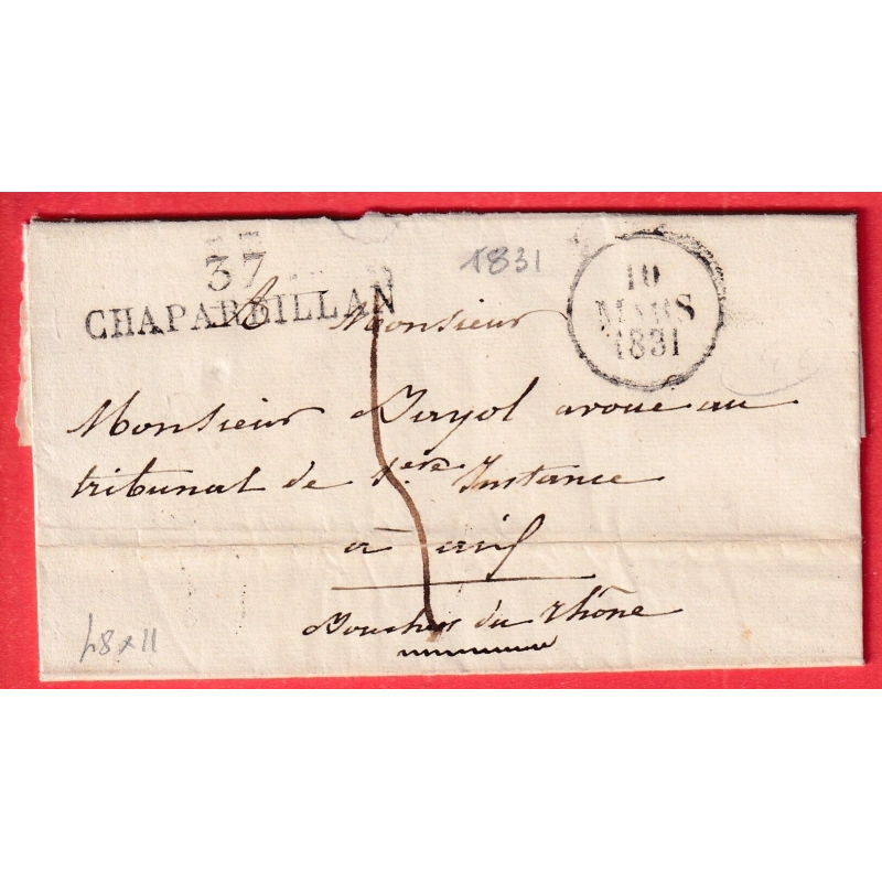 MARQUE 37 CHAPAREILLAN ISERE 1831 48X11 AIX EN PROVENCE BOUCHES DU RHONE INDICE 16