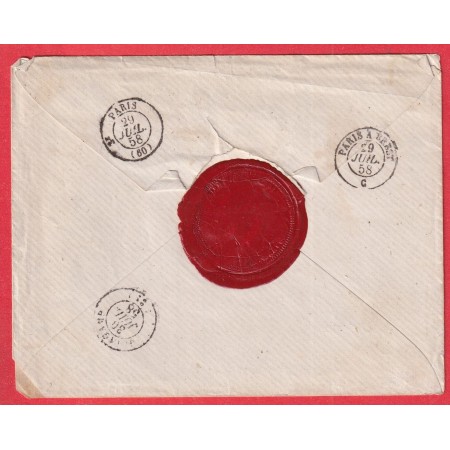 CAD ROUGE BUREAU DU PALAIS DE ST CLOUD 1858 MAISON DE L' EMPEREUR  SERVICE MAISON MILITAIRE GUINGAMP COTES DU NORD