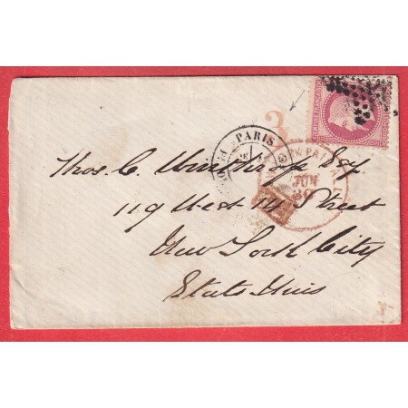 N°32 PARIS ETOILE 3 PL DE LA MADELEINE POUR NEW YORK ETATS UNIS USA