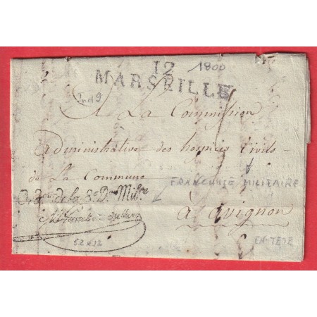 MARSEILLE FRANCHISE  ORD DE LE 8EME Dion MILITAIRE 1800 POUR AVIGNON VAUCLUSE