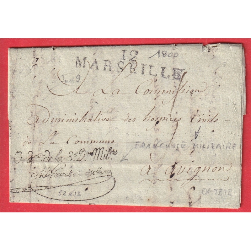 MARSEILLE FRANCHISE  ORD DE LE 8EME Dion MILITAIRE 1800 POUR AVIGNON VAUCLUSE