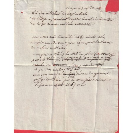 MARSEILLE FRANCHISE  ORD DE LE 8EME Dion MILITAIRE 1800 POUR AVIGNON VAUCLUSE