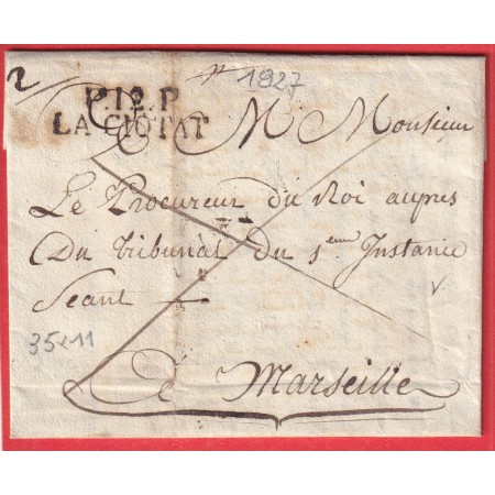 MARQUE P12P LA CIOTAT BOUCHES DU RHONE 1827 35X11 POUR MARSEILLE INDICE 12