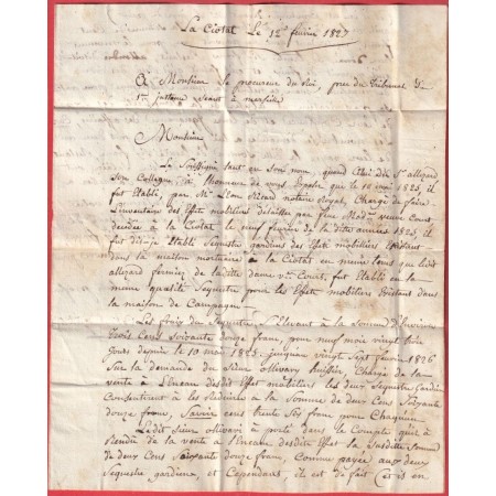 MARQUE P12P LA CIOTAT BOUCHES DU RHONE 1827 35X11 POUR MARSEILLE INDICE 12