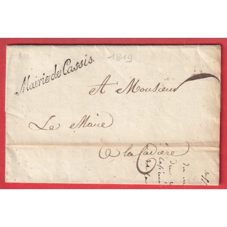 FRANCHISE MAIRIE DE CASSIS BOUCHES DU RHONE 1819 POUR LA CADIERE VAR