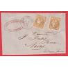 N°43B X2 TB GC 732 CARCASSONNE AUDE 1871 NIORT DEUX SEVRES DEVANT DE LETTRE FRONT COVER