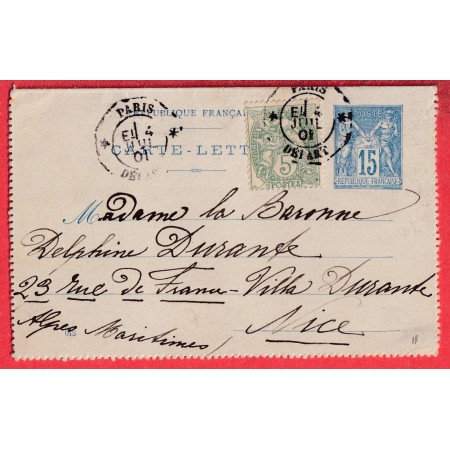 ENTIER SAGE + N°111 LEVEE EXCEPTIONNELLE PARIS DEPART E1 POUR NICE ALPES MARITIMES