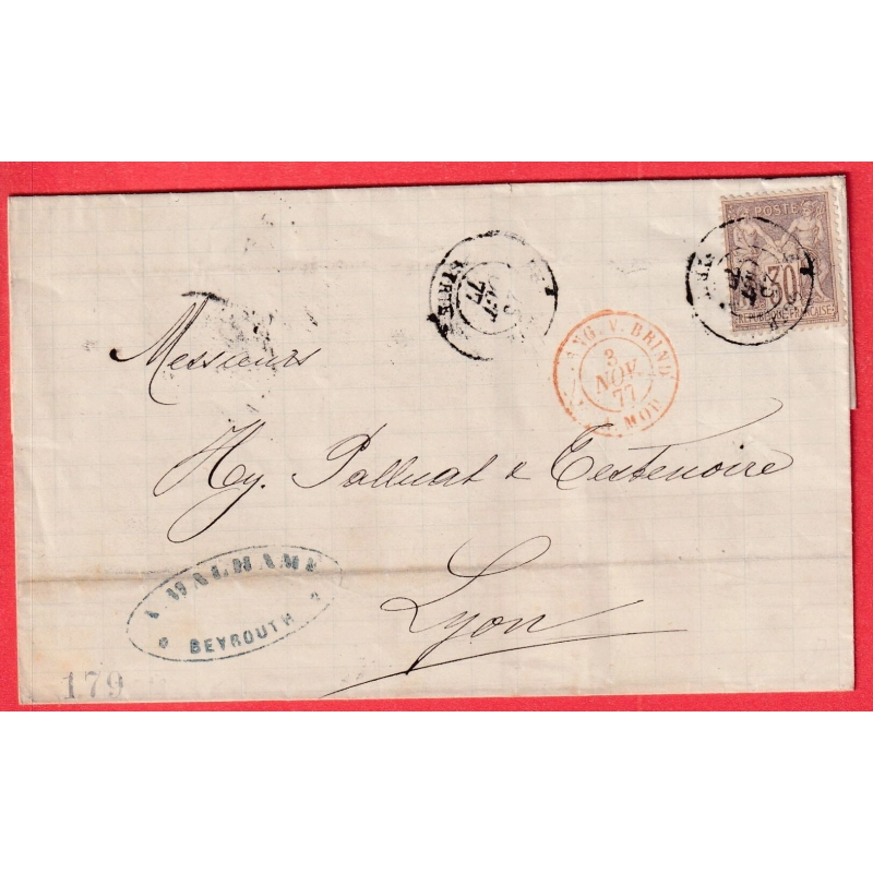 N°69 CAD BEYROUTH SYRIE 1877 BFE POUR LYON RHONE