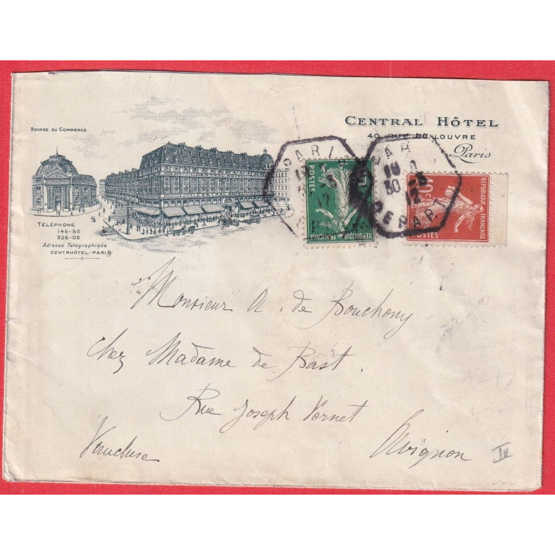 N°137 138 PARIS DEPART LEVEE EXCEPTIONNELLE ENVELOPPE ILLUSTREE BOURSE DU COMMERCE AVIGNON VAUCLUSE