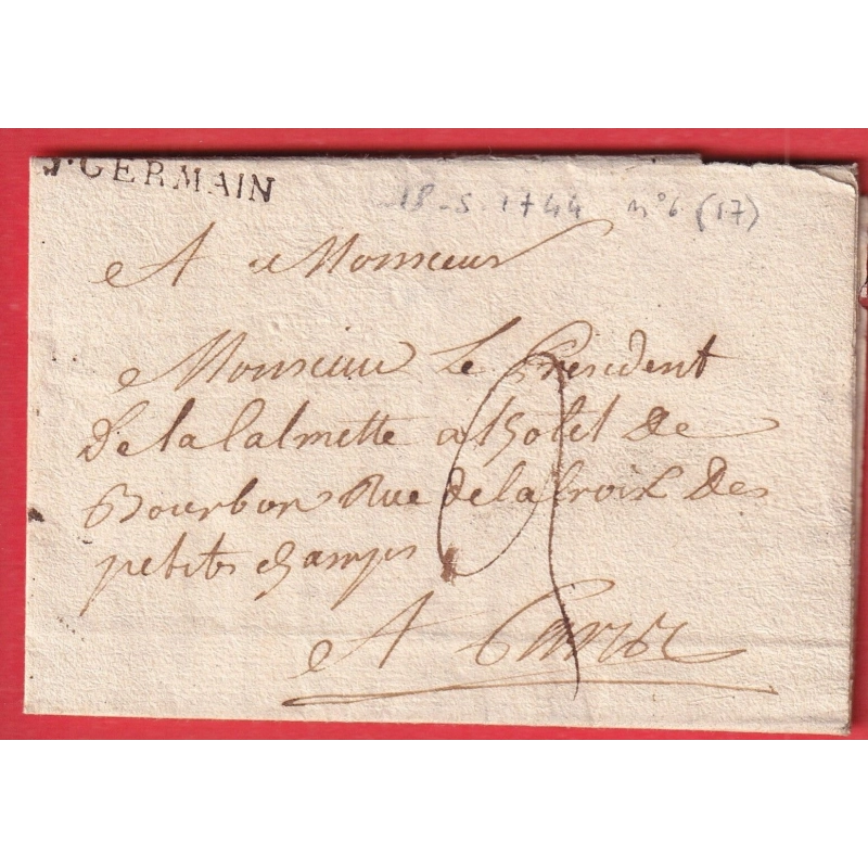 MARQUE ST GERMAIN EN LAYE LN°6 1744 INDICE 17 SEINE ET OISE POUR PARIS