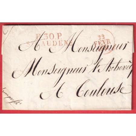 MARQUE P30P ST GAUDENS EN ROUGE 1831 POUR TOULOUSE INDICE 19