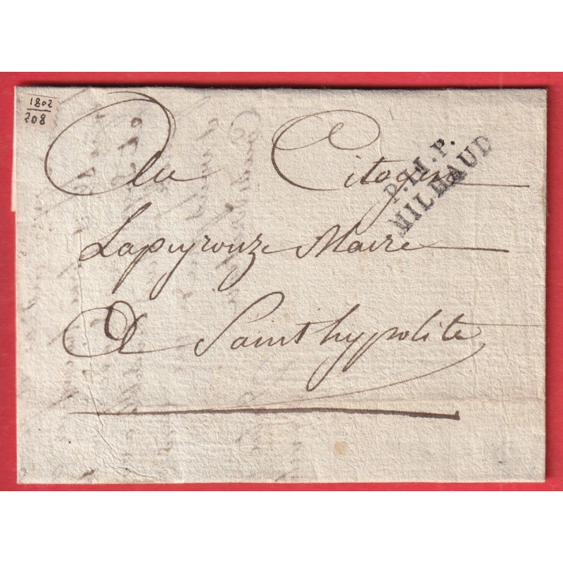 MARQUE P11P MILHAUD MILLAU AVEYRON 1802 POUR ST HYPOLITE GARD INDICE 12