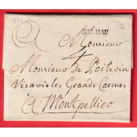 MARQUE MILHAU AVEYRON 1786 MILLAU INDICE 9 POUR MONTPELLIER