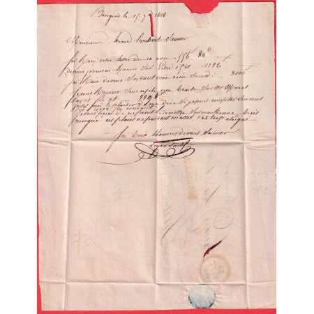 MARQUE 36 BOURGUEIL INDRE ET LOIRE 1828 POUR SAUMUR MAINE ET LOIRE INDICE 9