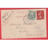 ENTIER CARTE LETTRE 10C SEMEUSE + N°111 PARIS R FONTAINE LEVEE EXCEPTIONNELLE LOCHES INDRE ET LOIRE