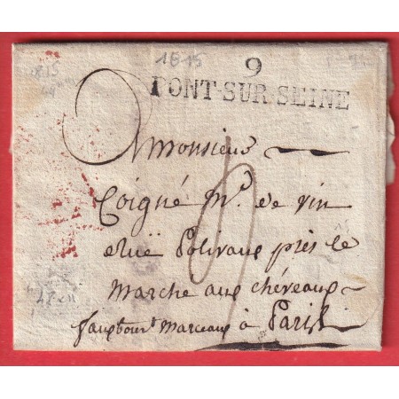 MARQUE 9 PONT SUR SEINE AUBE 1815 POUR PARIS INDICE 15