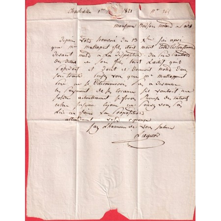 DOUBLE CURSIVE 7 CHARLEVILLE MEZIERES ARDENNES 1821 POUR PARIS INDICE 12