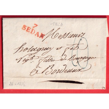 MARQUE 7 SEDAN EN ROUGE ARDENNES 1823 26X121/2 INDICE 12 BORDEAUX