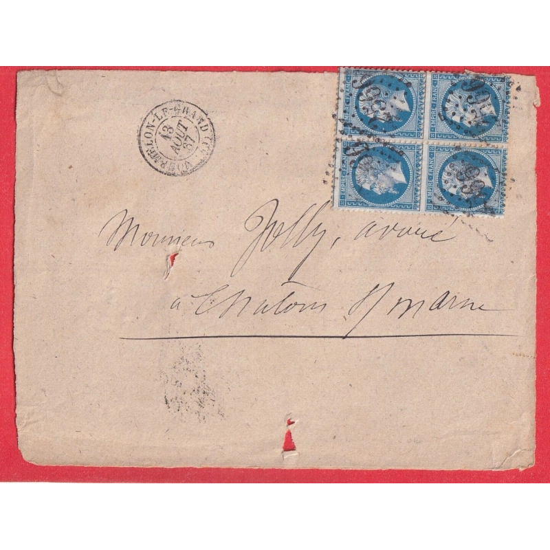 N°22 BLOC DE 4 GC 2566 MOURMELON LE GRAND MARNE DEVANT DE LETTRE CHALONS SUR MARNE