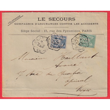 N°75 90 PARIS 49 R MARSOLLIER 1896 EPINAL VOSGES LEVEE EXCEPTIONNELLE