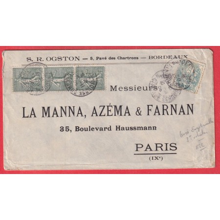 N°130 BANDE DE 3 N°111 LEVEE EXCEPTIONNELLE BORDEAUX BOURSE GIRONDE 3EME ECHELON POUR PARIS