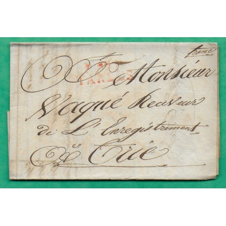 MARQUE P63P TARBES ROUGE HAUTES PYRENEES LETTRE DIRECTION GENERALE DE L'ENREGISTREMENT DES DOMAINES POUR TRIE 1823
