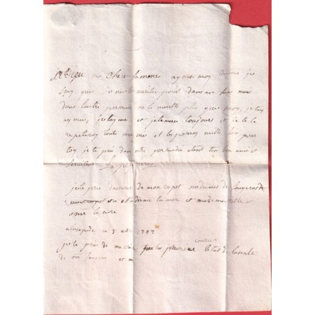 MARQUE MANUSCRIT FRANC AIGUILLON LOT ET GARONNE 1747 POUR BORDEAUX INDICE 18