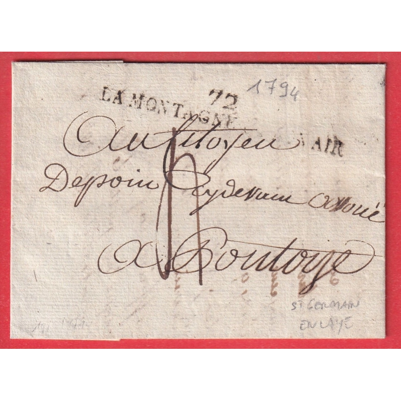 MARQUE REVOLUTIONNAIRE 72 LA MONTAGNE DU BON AIR ST GERMAIN EN LAYE SEINE ET OISE 1794 PONTOISE INDICE 19