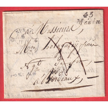 CURSIVE 45 MEZIN LOT ET GARONNE CAD TYPE 12 NERAC POUR BORDEAUX INDICE 16