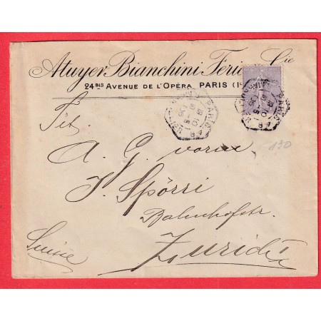 N°133 LEVEE EXCEPTIONNELLE PARIS 49 RUE MASOLLIER POUR ZURICH SUISSE