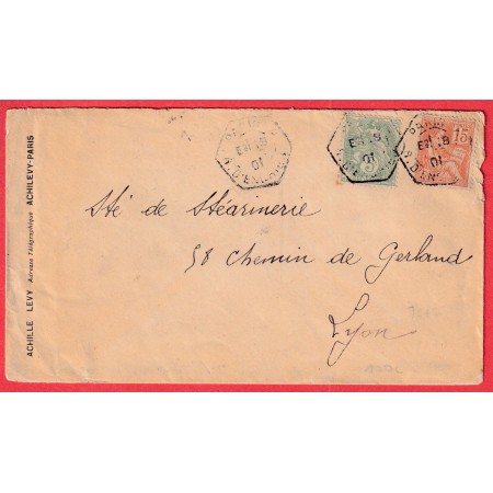 N°111 124 PARIS E2 LEVEE EXCEPTIONNELLE R D'ENGHIENS 1901 POUR LYON