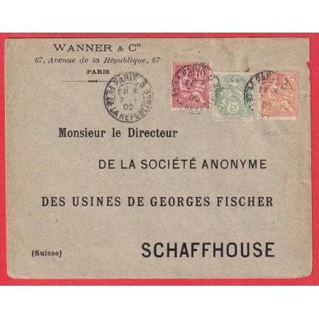 N°111 116 117 PARIS 5 LEVEE EXCEPTIONNELLE E2 PL DE LA REPUBLIQUE SCHAFFHOUSE SUISSE