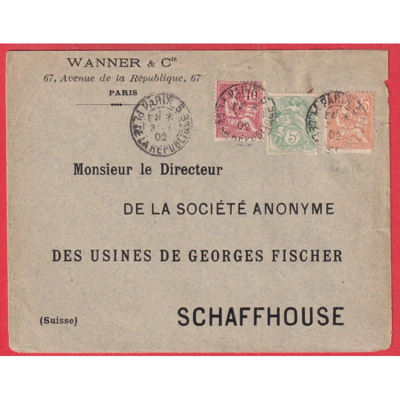 N°111 116 117 PARIS 5 LEVEE EXCEPTIONNELLE E2 PL DE LA REPUBLIQUE SCHAFFHOUSE SUISSE