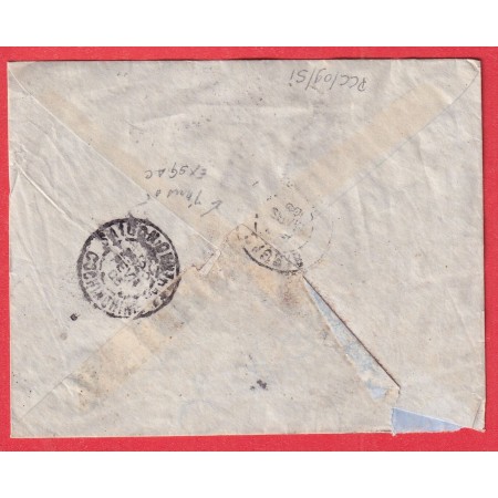 N°111 132 PARIS 15 R DES ST PERES 1905 LEVEE EXCEPTIONNELLE POUR OUBON PAR BAN MUONG LAOS VIA SAIGON COCHINCHINE