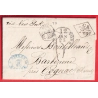 LETTRE LA HAVANE HABANA ILE DE CUBA 1873 VIA NEW YORK ETATS UNIS USA BARBEZIEUX COGNAC CHARENTE