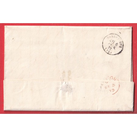 LETTRE LA HAVANE HABANA ILE DE CUBA 1873 VIA NEW YORK ETATS UNIS USA BARBEZIEUX COGNAC CHARENTE