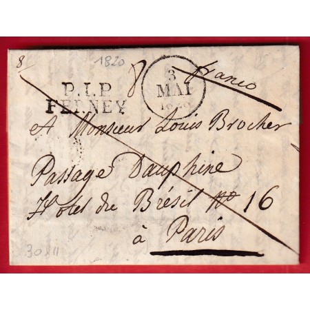 MARQUE P1P FERNEY AIN 1828 ACHEMINEE DE CAROUGE GENEVE SUISSE POUR PARIS