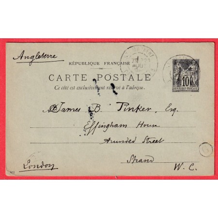 ENTIER SAGE ST MAIXENT DEUX SEVRES 1898 BOITE RURALE G DE SAIVRES POUR LONDRES LONDON ANGLETERRE