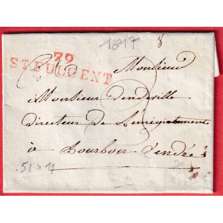 MARQUE 79 ST FULGENT VENDEE EN ROUGE 1817 POUR BOURBON VENDEE 53X11 INDICE 13