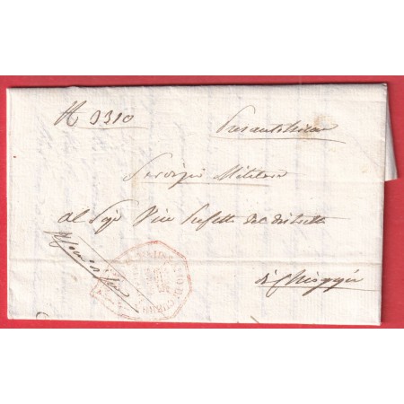 FRANCHISE ORNEE COMMISSARIO DI GUERRA REGNO ITALIA CHIOGGIA 1813 ARMEE ITALIE