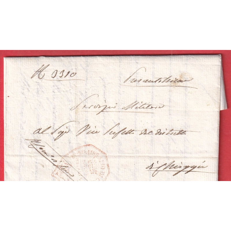 FRANCHISE ORNEE COMMISSARIO DI GUERRA REGNO ITALIA CHIOGGIA 1813 ARMEE ITALIE