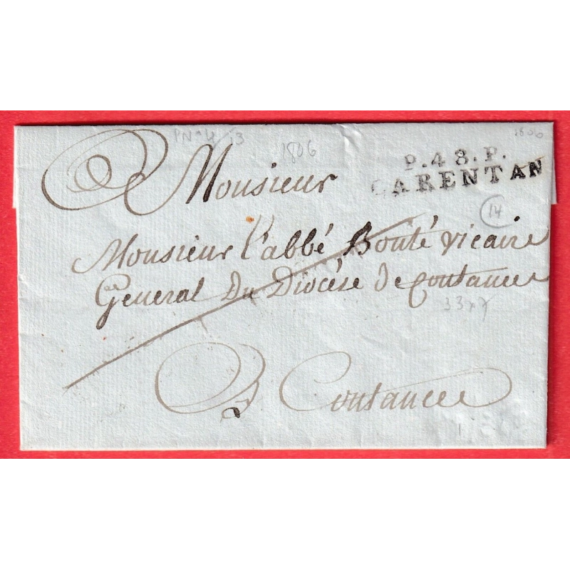 MARQUE P48P CARENTAN MANCHE 1806 POUR COUTANCES INDICE 14