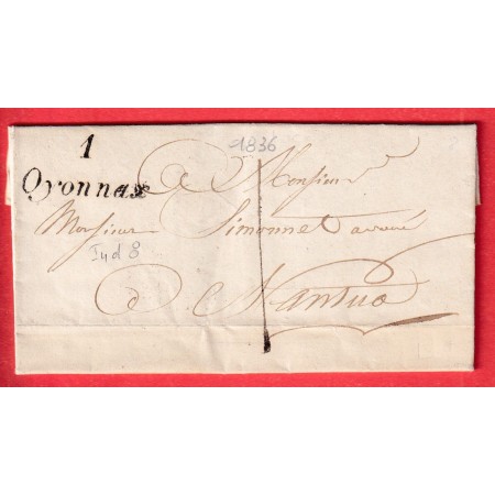 CURSIVE 1 OYONNAX 1836 TAXE LOCALE 1 NANTUA INDICE 9