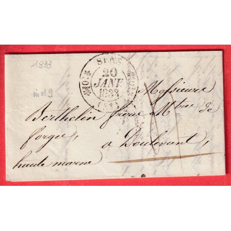 CAD TYPE 11 SENS YONNE 1833 POUR DOULEVANT HAUTE MARNE INDICE 9