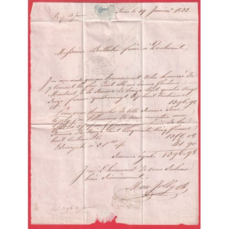 CAD TYPE 11 SENS YONNE 1833 POUR DOULEVANT HAUTE MARNE INDICE 9