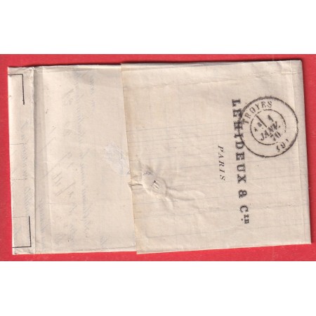 N°31 CAD PARIS PL DE LA BOURSE 31 DECEMBRE 1869 TROYES AUBE ARRIVEE 1 JANVIER 1870