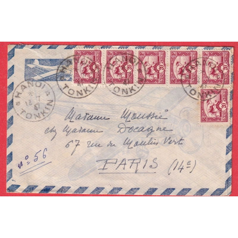 HANOI TONKIN 1947 LETTRE PAR AVION PARIS