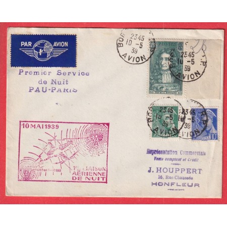 1ER VOL FIRST FLIGHT PARIS PAU 1ER VOL DE NUITS BORDEAUX POUR HONFLEUR