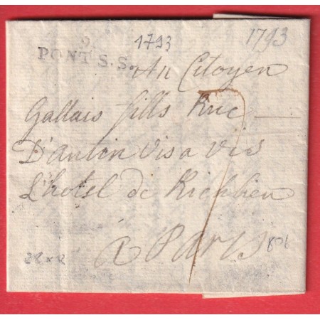 MARQUE 9 PONT S.S SUR SEINE AUBE POUR PARIS 1793 INDICE 16