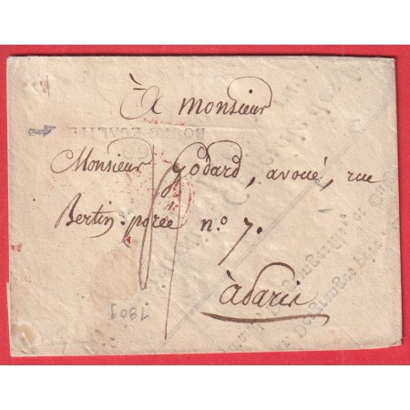 MARQUE REVOLUTIONNAIRE 60 BOURG EGALITE SEINE BOURG LA REINE 1809 ENVELOPPE DE FORTUNE 45X10 INDICE 20